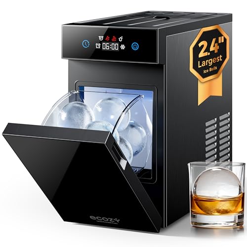 2.4" Clear Ice Ball Maker Countertop Minimal Footprint (Solid Black)