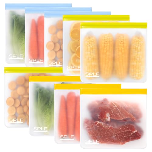 9 Pack Reusable Gallon Freezer Bags Dishwasher Safe (9 Pack-9 Gallon / Colorful)