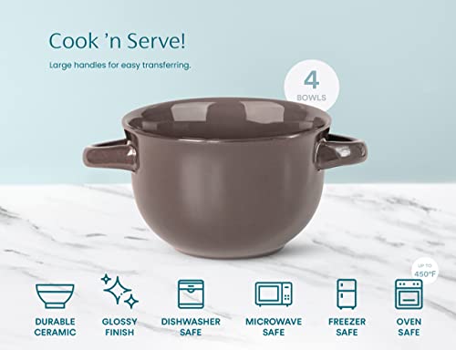 French Onion Soup Crocks with Lids & Handles (Dark Mauve)