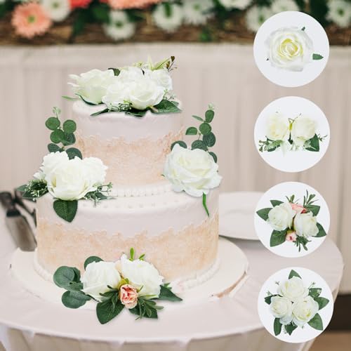9 Pcs Cake Flower Toppers Floral Wedding Cake Decoration