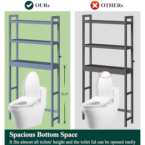Bamboo Over The Toilet Storage Cabinet (Grey / 3 Tiers (66.9"H))