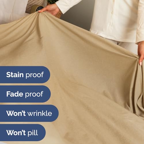 Flex Top Split Head King 4 Piece Sheet Set (37 - Heathered Tan / Split Head/Flex Top)