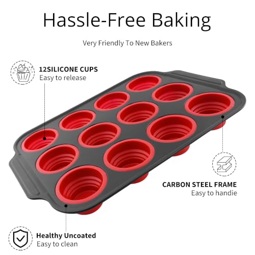 Silicone Muffin Pan for Baking with Metal Frame