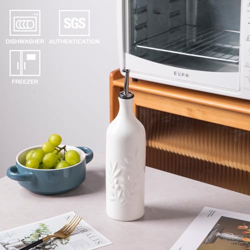 Sweejar Large Ceramic Olive Oil Dispenser Bottle (White / 24 oz, Set of 1)