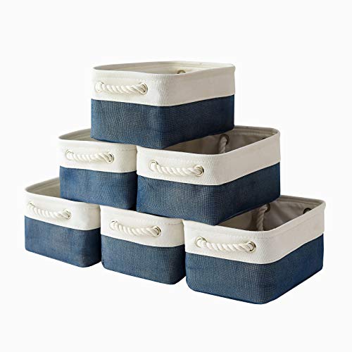 Storage Basket for Organizing (White&Blue / Small (Pack of 6))
