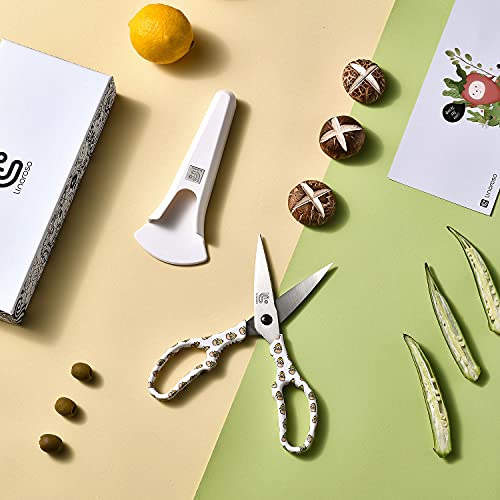Kitchen Scissors Heavy Duty Kitchen Shears with Magnetic Holder Made with Japanese Steel 4034 (White/Chick)
