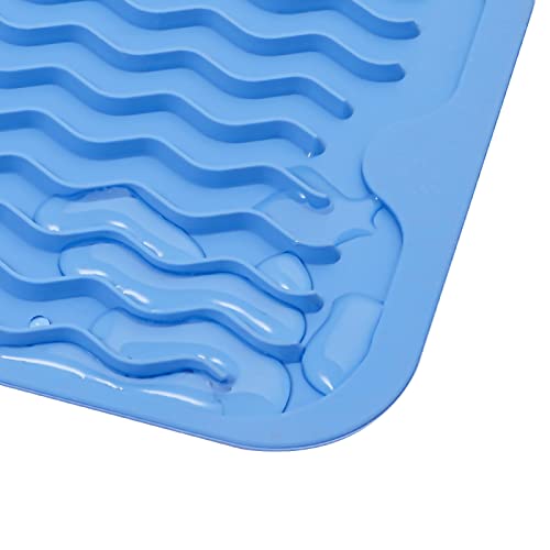 Silicone Dish Drying Mat for Multiple Usage (Lichen Blue / 17"L x 6"W)