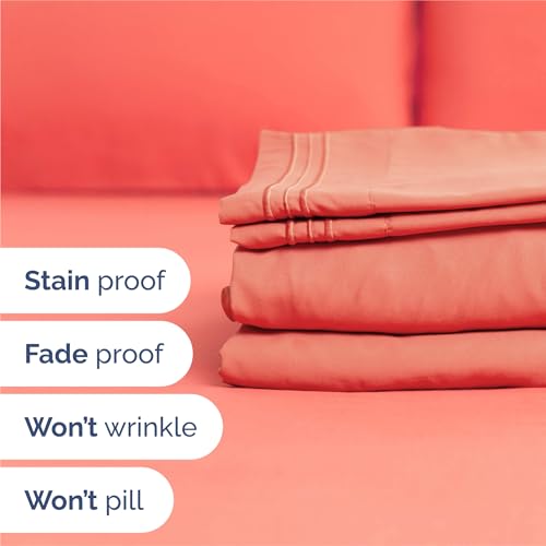 King Size 4 Piece Sheet Set (28 - Coral / King)