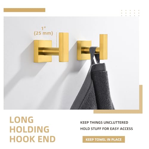 Towel Hooks for Bathroom (Brushed Dark Gold)
