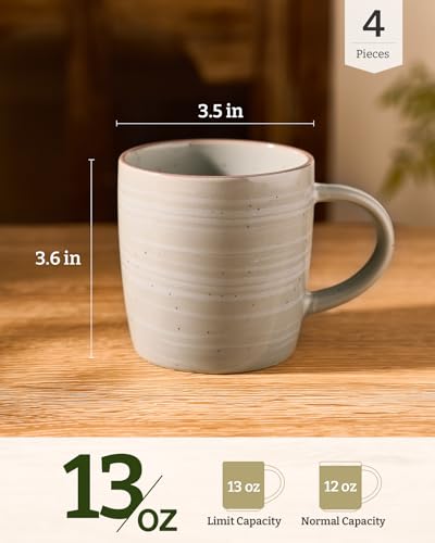 Coffee Mugs Set of 4 (Meteor-Matcha Green / 4 Count (Pack of 1))