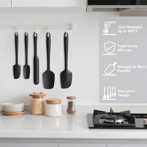 Silicone Spatula Set of 5 (Pure Black)
