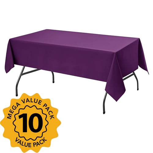 10 Pack Purple Tablecloths for Rectangle Tables (Purple / 60x102 In, 10 Pack)