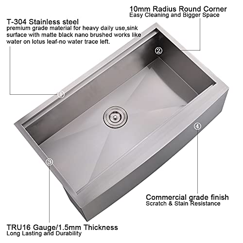 33Inch Farmhouse Kitchen Sink Workstation (33"L x 22"W x 10"D / Stainless Steel)