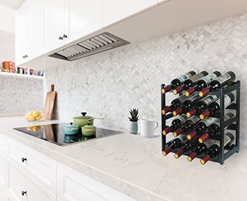 Bamboo Wine Rack (4 Tier Black)