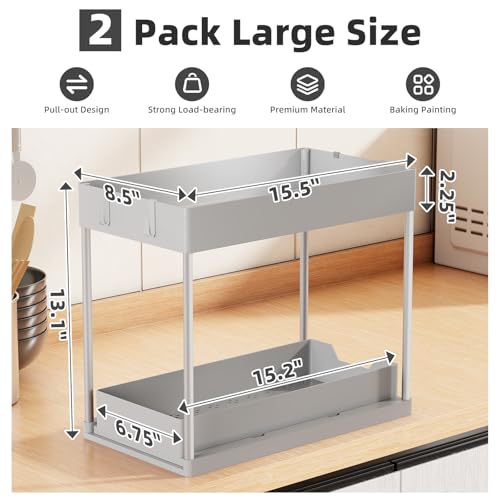 Under Sink Organizer 2 Pack (Grey / 2 pack)