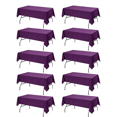 10 Pack Purple Tablecloths for Rectangle Tables (Purple / 60x102 In, 10 Pack)
