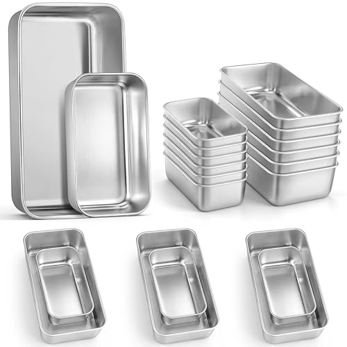 Loaf Pan Set 9x5Inch Bread Pans & 6.3x3.5Inch Mini Bread Baking Pan (Silver / Medium & Small)