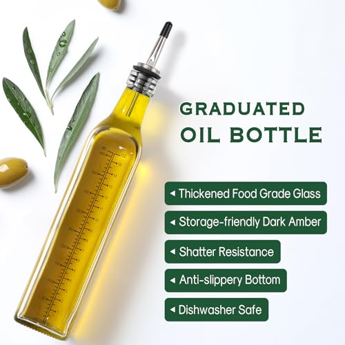 17oz Glass Olive Oil Dispenser Bottle (Clear With Measurements / 17 Ounces)