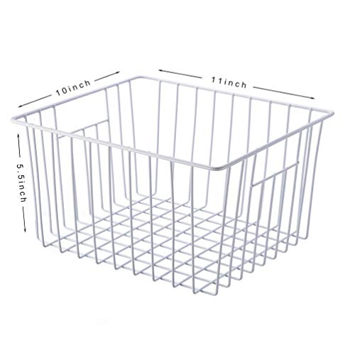 Freezer Baskets Storage Organizer (11in x 9.8in x 5.5in(4Pack) / White, 4Pack)