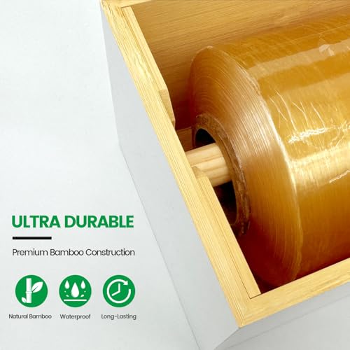 White 18 Inch Commercial Plastic Wrap Dispenser with Cutter