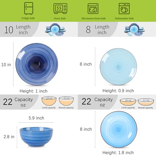 Ceramic 16 Pieces Dinnerware Set (Gradient Blue / 16 Pieces)