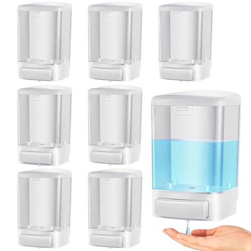 8 Pcs Wall Mounted Soap Dispenser (White / 33.8 oz 1000 ml)