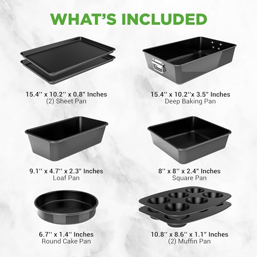 8 Piece Stackable Nonstick Bakeware Set (Black)