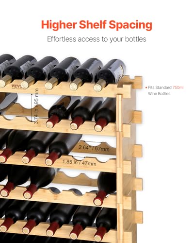6 Tier 48 Bottles Stackable Modular Wine Rack (Natural Wood Color / 6-Tier 48 Bottles)
