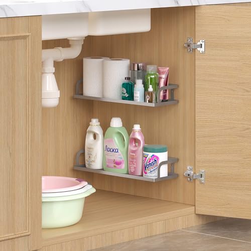 2 Pack 16.5" Extra Long Slim Hollowout Shower Caddy (Silver Grey / U-Shape Easy Access (16.5" Extra Long))