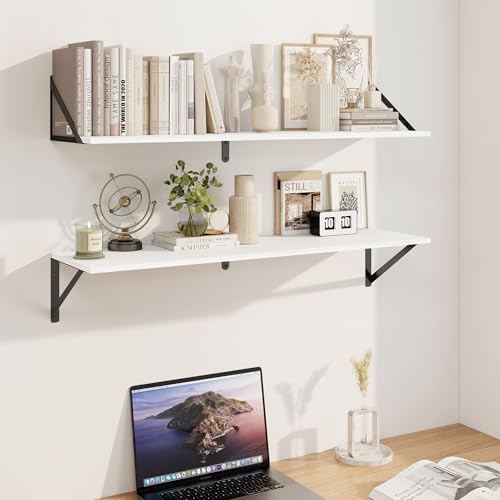White Deep Floating Shelves for Wall