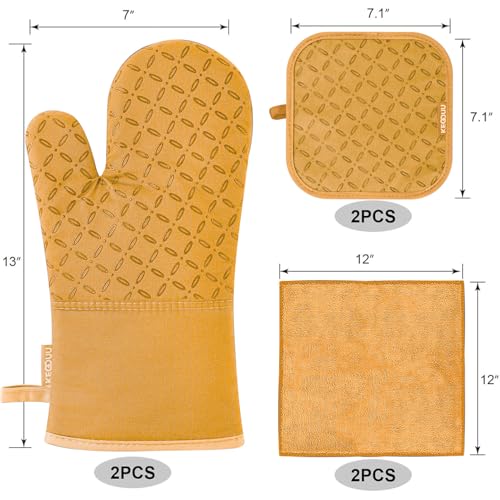 Oven Mitts and Pot Holders 6pcs Set (Orange)