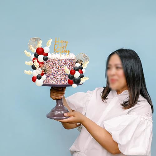 57Pcs Balls Cake Topper Boho Grass Cake topper Pearl Balls Acrylic Happy Birthday Cake Decorations for Wedding Baby Shower Birthday Boho Themed Party Supplies Black Red White (Black Red White)