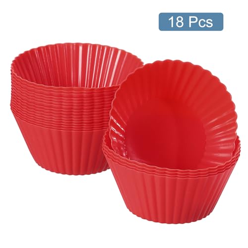 18Pcs Silicone Cupcake Liners (Red / 2")