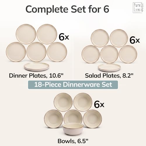 18 Piece Stoneware Dinnerware Set for 6 (Rustic / Beige / Set for 6 (18pcs))