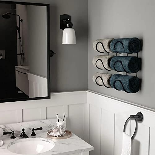 Suction Cup Towel Ring Matte Black Hand Towel Holder for Bathroom Wall SUS 304 Stainless Steel Kitchen Towel Hanger (Matte Black / Style #06)