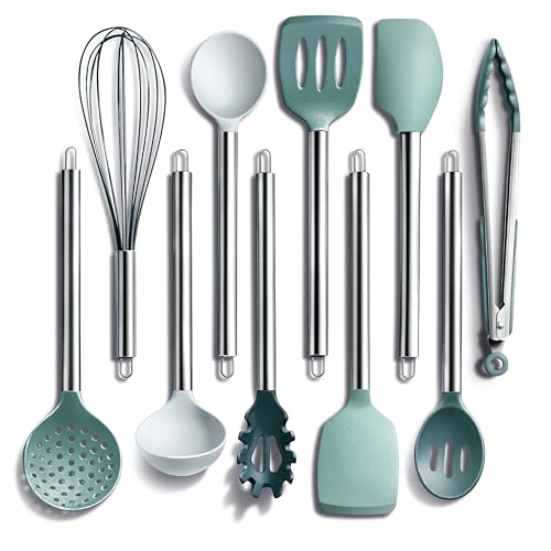 Silicone Cooking Utensils (Teal / 10 Pieces)