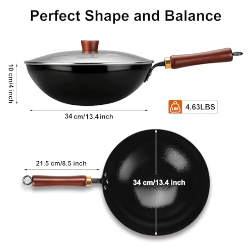 Carbon Steel Wok Pan (13.4 inch-Round Bottom)