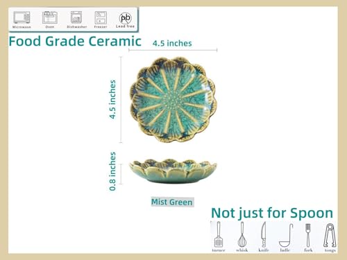 Ceramic Spoon Rest for Stove Top (Retro, Jade Green)