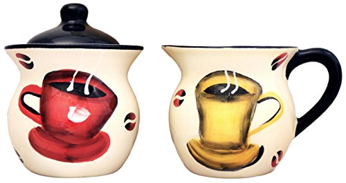 Tuscany Colorful Coffee Bean Hand Painted Ceramic Creamer and Sugar Set (Colorful Coffee Bean)
