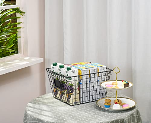 4 Pack【Large】 Wire Handmade Storage Basket for Organizing Household Goods (Medium Black)