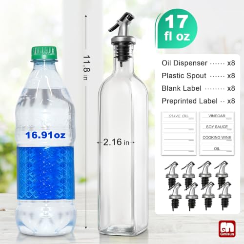 Olive Oil Dispenser Bottle for Kitchen (Clear / 17 Ounces-8 Pack)