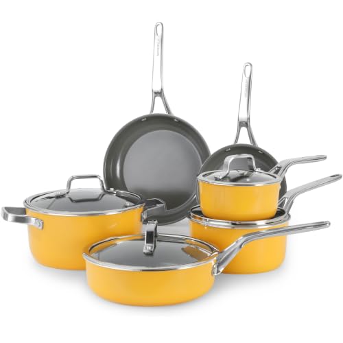 Yellow 10 Piece Ceramic Cookware Set (Yellow / 10pc set)