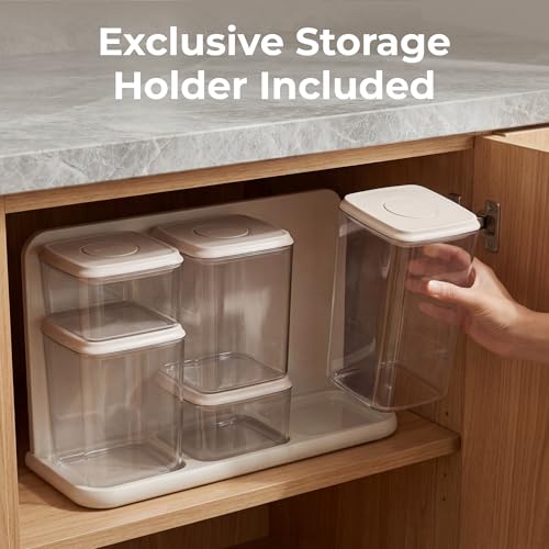 Glass Airtight Food Storage Containers with Pop Lids (White)