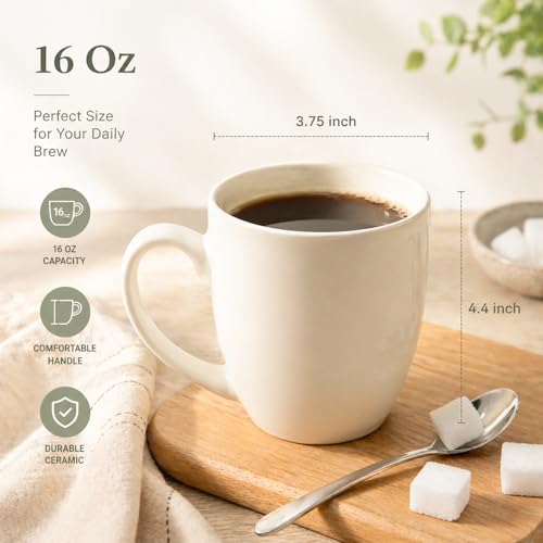 16 oz Coffee Mugs Set of 6 (Light Beige)