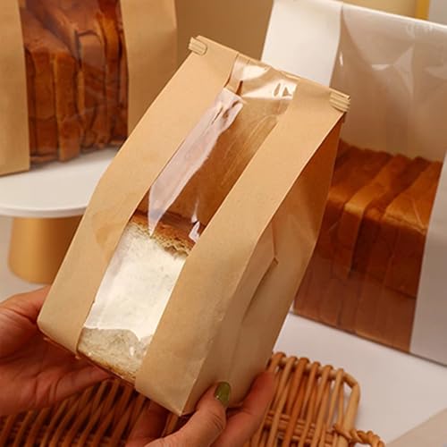 Small Bread Bag Paper 11.8x4.7x3.5 for Homemade Bakery (11.8 x 4.7 x 3.5-inch)