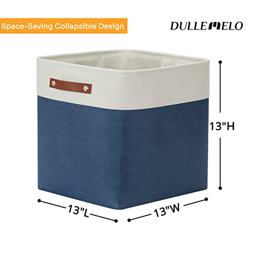 Storage Baskets for Shelves Closet Storage (White&Blue / L-13"x 13"x 13")