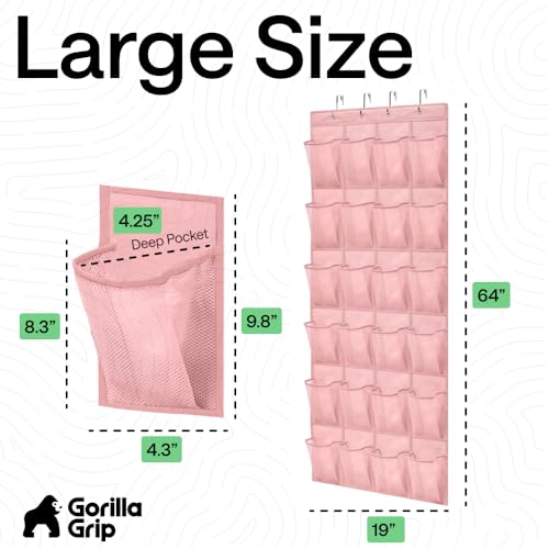 Over the Door Shoe Organizer (Light Pink / 24 Pockets/4 Hooks)