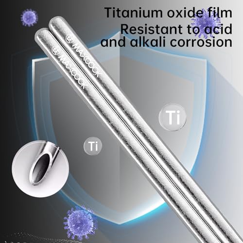 Pure Titanium Chopsticks 5 Pairs Metal Chopsticks Reusable (5 Pairs of Colorful Tiatium Chopsticks)