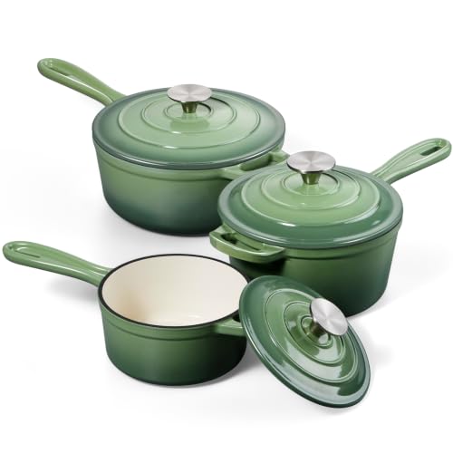 1QT & 2QT & 3QT Saucepan with Lid (Pistachio Green / 1+2+3 Quarts)