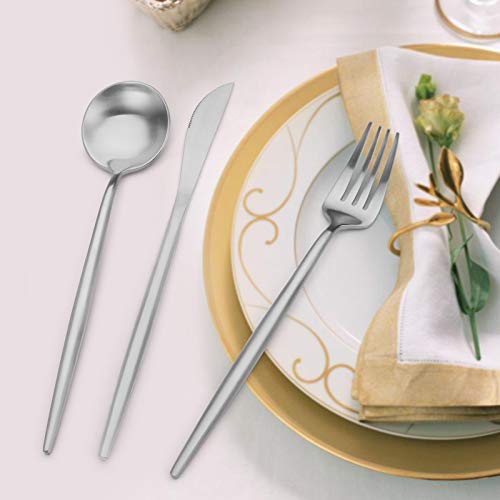 Matte Silverware Set for 12 (Silver / 60-piece)